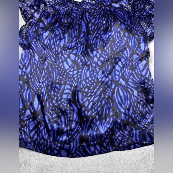 Banana Republic Y2K Vintage Babydoll 100% Silk Geometric Flutter Blouse Top L - Picture 12 of 14